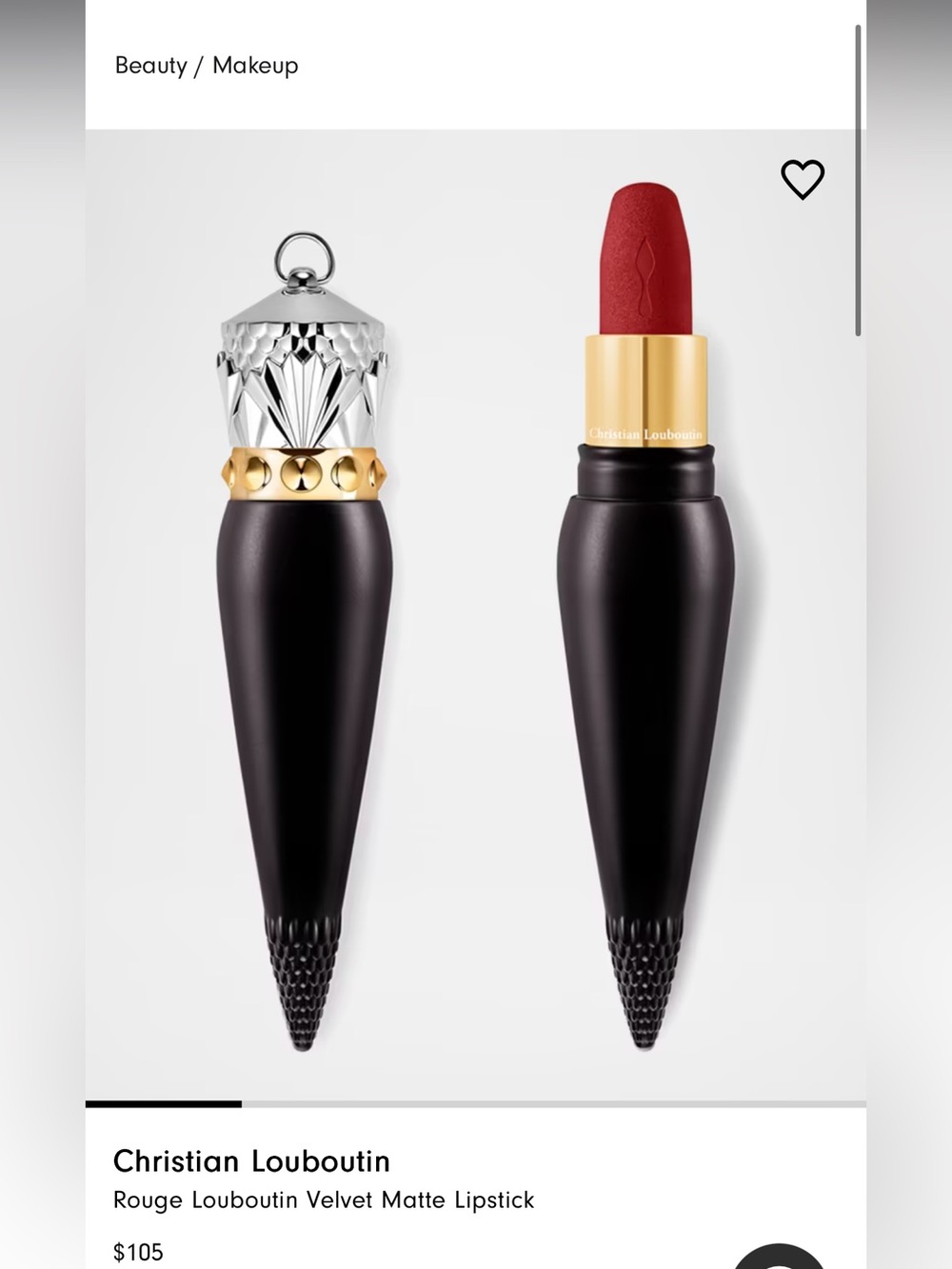 Christian Louboutin Rouge Louboutin Velvet Matte Lip Colour Lipstick ~005 BOXED